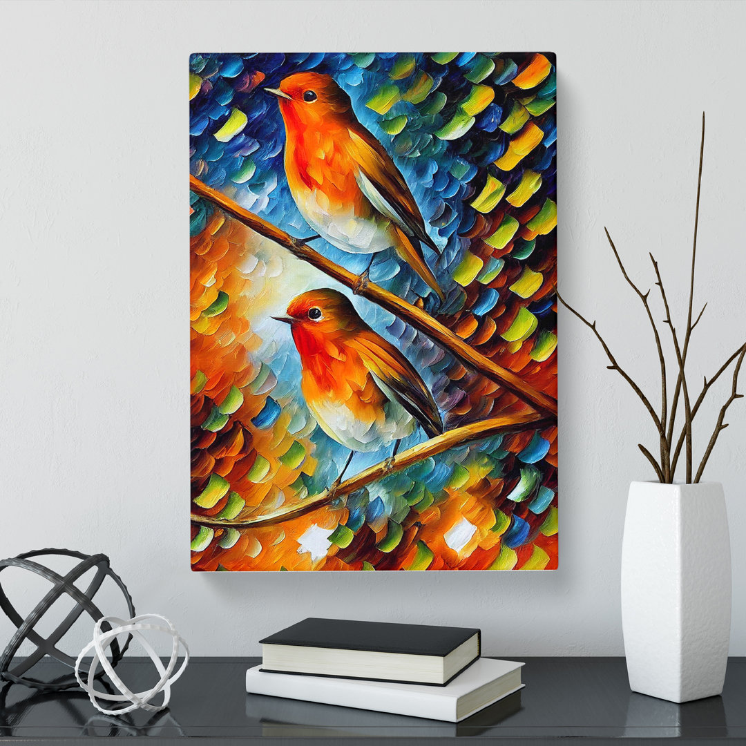 Cearra Robin Birds Painted - Wrapped Canvas