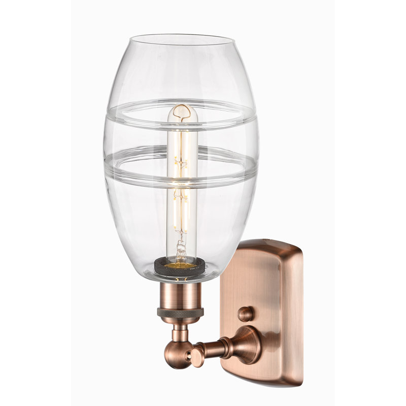 Applique murale en acier Bettylou, Cuivre antique, Transparent, H 9,13 po x l 5,88 po x P 7,06 po