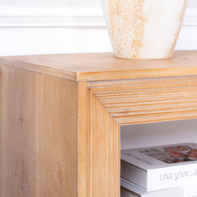 Console rustique en bois massif avec tablette de rangement