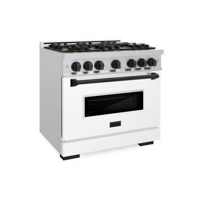 ZLINE Autograph 36" Classic Dual Fuel Range w/ Black Door & Gold Accents
