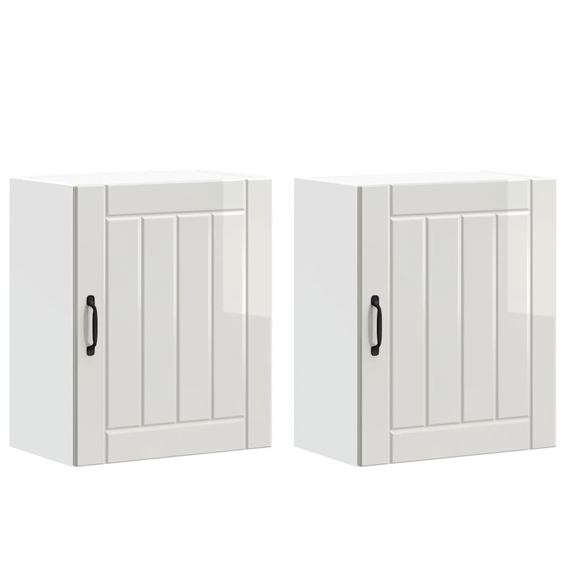 vidaXL Oven Cabinets Kitchen Cabinet Oven Unit 2 pcs Kalmar Engineered Wood, High Gloss White