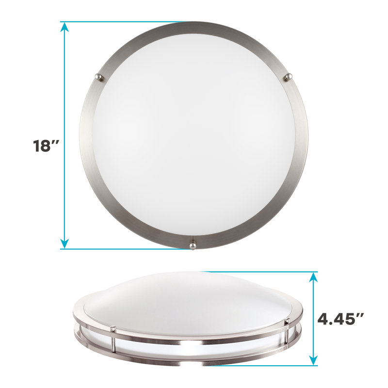 Eryx Acrylic LED Flush Mount Ceiling Light, 18" H x 18" W x 4.45" D, Silver