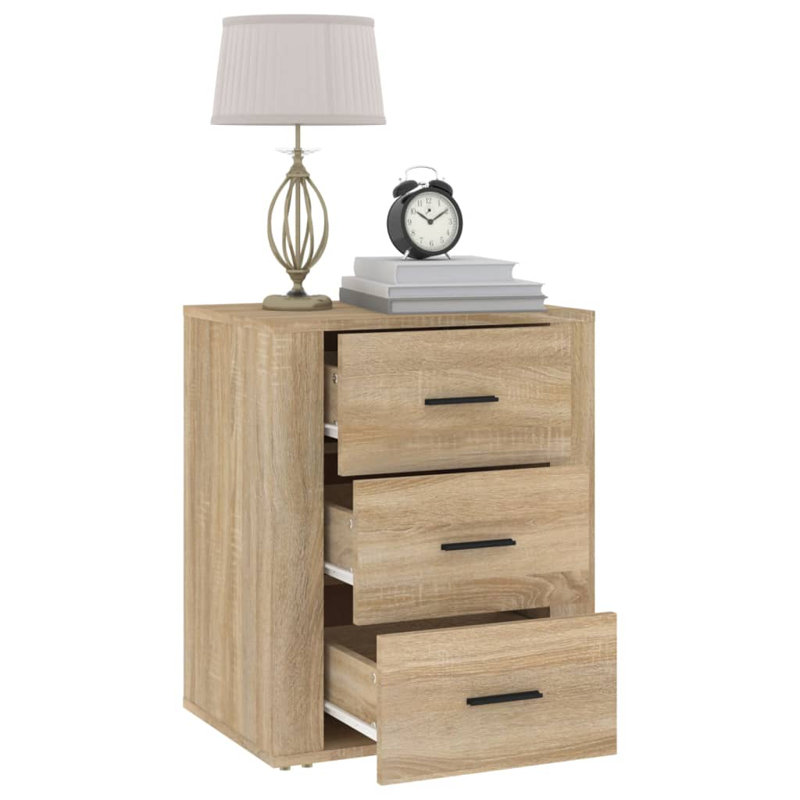 Javoney 50cm W Manufactured Wood Bedside Table, Oak