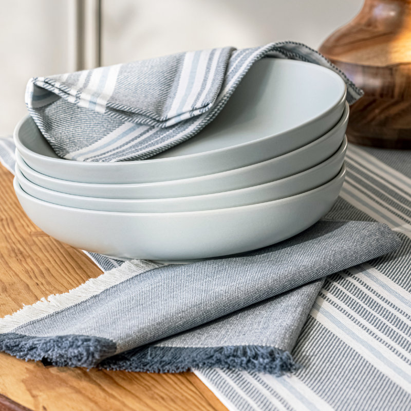  Over&Back Woven Striped Placemats, Set of 4, Blue