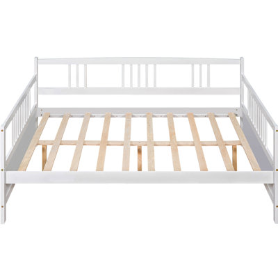 Full Size Daybed With Support Legs, White, Hardy And Long-lasting, For Bedroom & Living Room, Extra Storage Potential White Stable Structure, Multi-functional For Space, Available