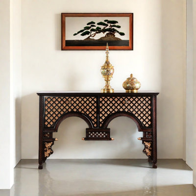 Southeast Asian Hand Carved Art Console Table