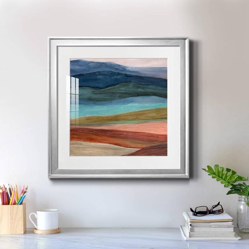 Desert Desert Layers - Peinture encadrée, H 22,5 po x l 22,5 po x P 1,5 po, Toile encadrée argentée