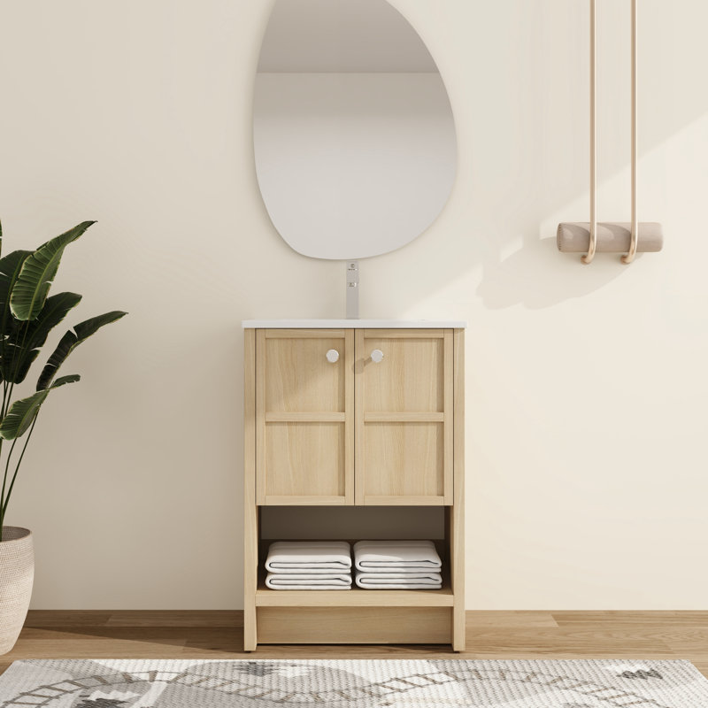 Meuble-lavabo sur pied simple 24 po avec comptoir en céramique Jensar, 24"