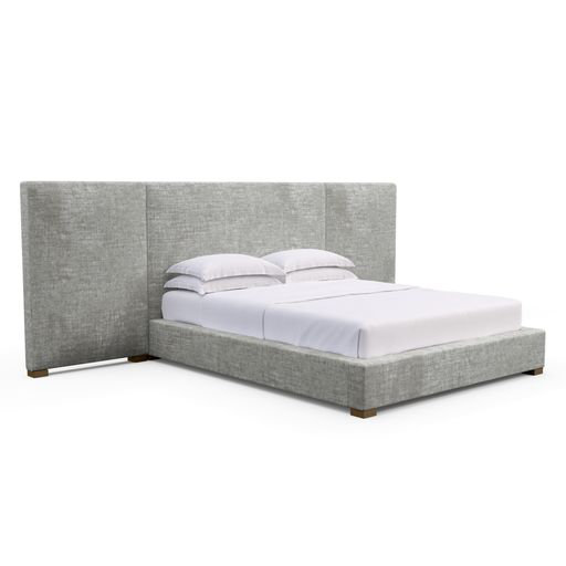 Upholstered Bed, Box Weave Linen Black Jack, Weathered, Twin