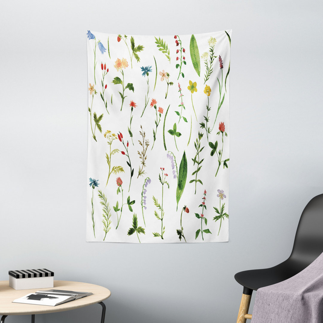 Wandteppich, Blumen Weeds, Bunt, Mehrfarbig