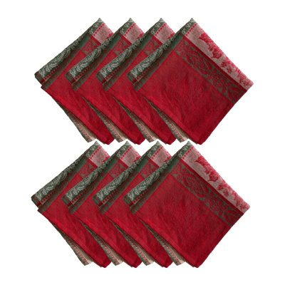 Kaosayn Jacquard Woven Cotton Christmas/Holiday Dinner Napkin, 17"x17", Set of 8