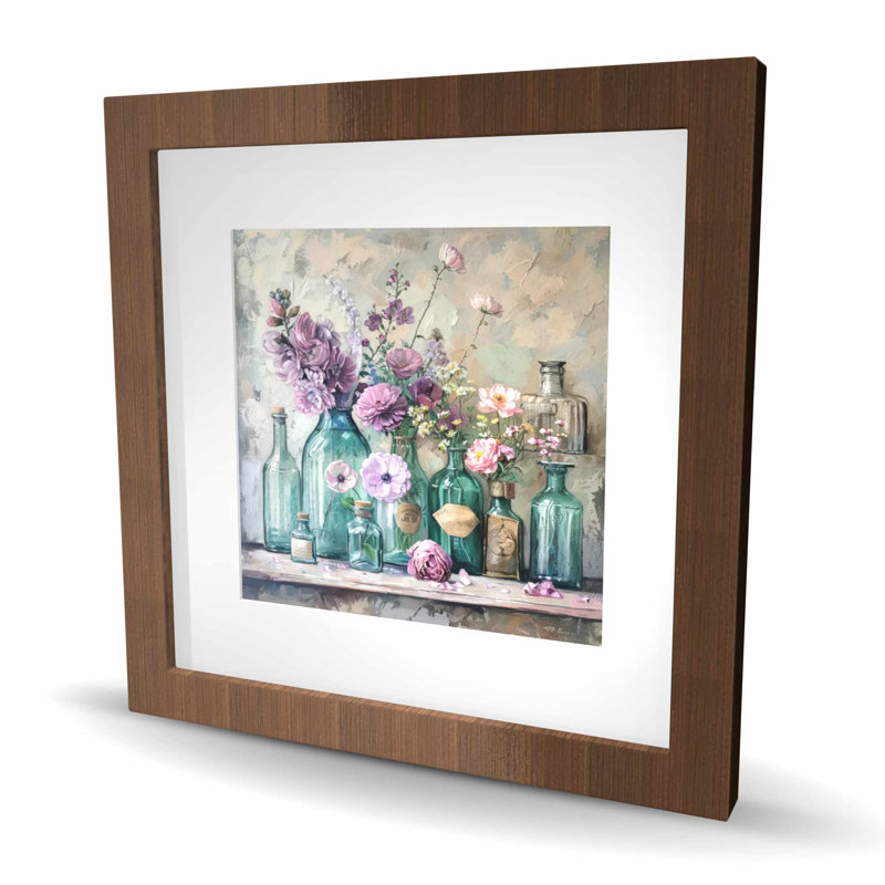 Nature morte - reproduction encadrée mate beige pour la décoration intérieure, H 16 po x l 16 po