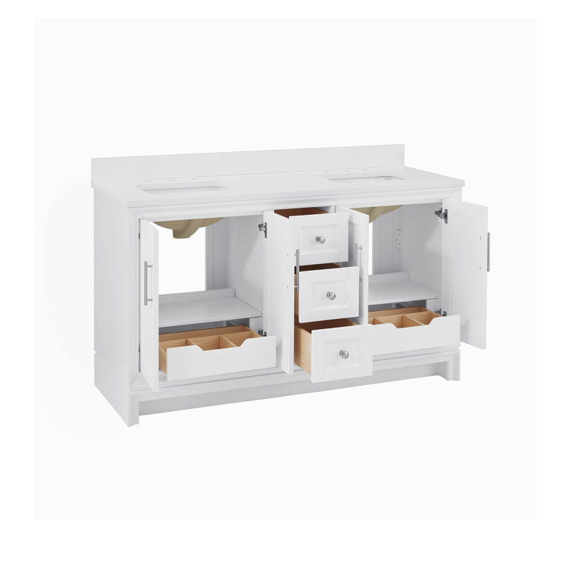 Meuble-lavabo double Anaheim, Blanc, 8 po