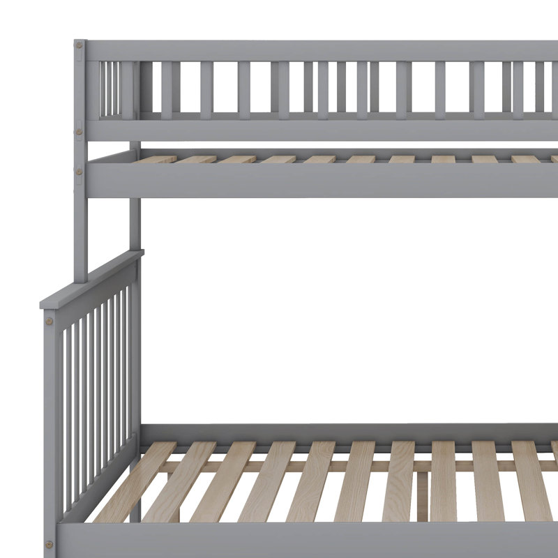 Lit simple superposé au dessus d'un escalier avec rangement, Gris