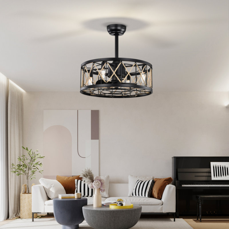 Ploutarchos 20.4'' Ceiling Fan with Light Kit, Black