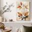 Tableau mural sur toile à fond texturé, feuilles rouille et beige-424137931