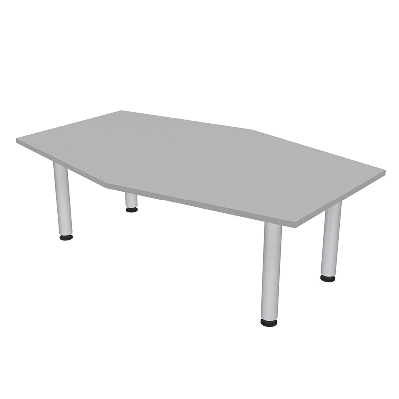 Table hexagonale avec pieds Nyemia, Brouillard gris, Argent argent, L 72 po x l 48 po