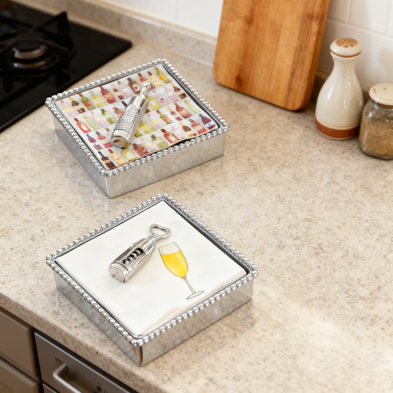 Serviettes célébrant dans une boîte-cadeau perlée, porte-serviette décoratif fait à la main pour fêtes et événements, paquet de 20
