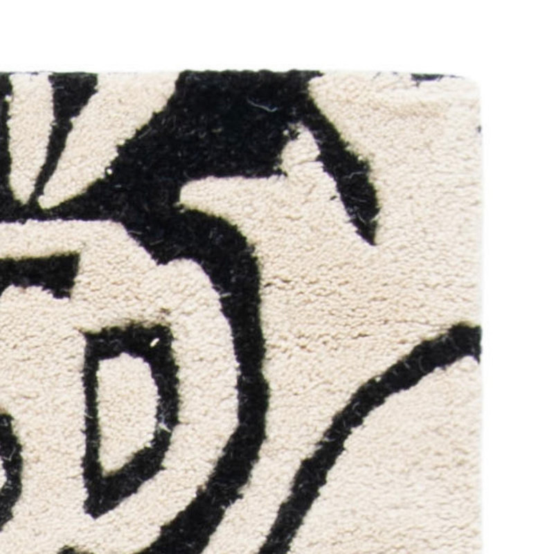Candelo Soho Hand Tufted Wool/Cotton/Latex Floral Rug in Black/Beige, Rectangle 2' x 3'