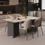 Table de salle à manger rectangulaire en pierre frittée beige clair-1297643366