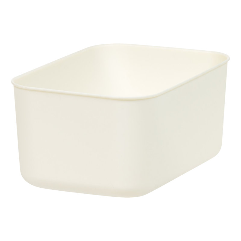 Off-White Stackable Plastic Storage Bins, Set of 4