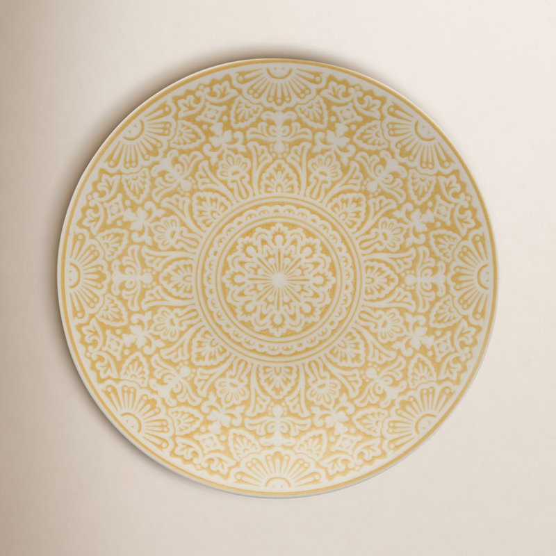 Fortessa Havana Porcelain, 8.5" Coupe Salad Plate (Set of 4), Honey, Yellow