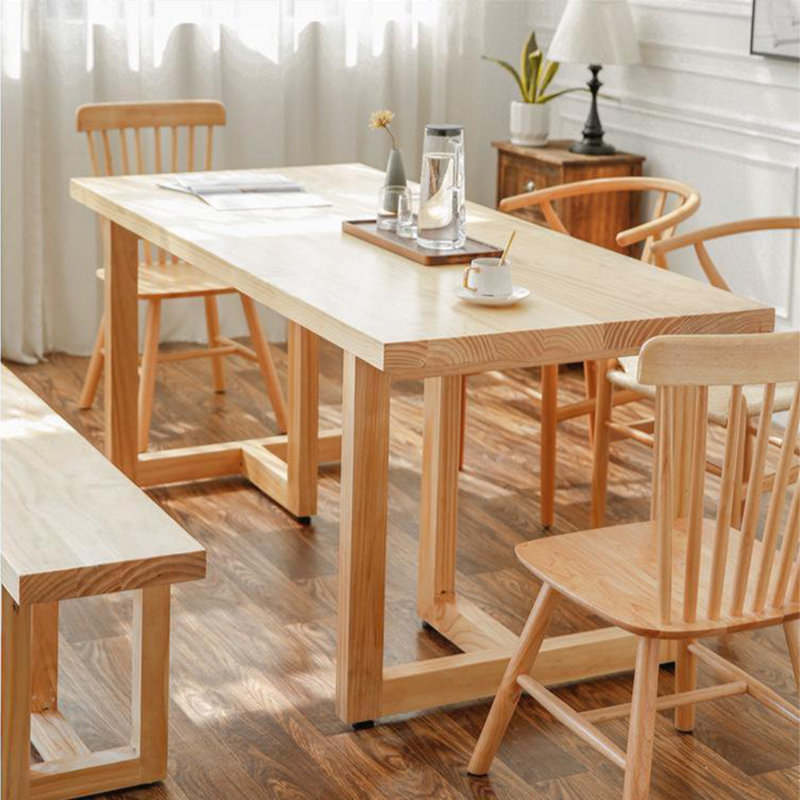 Ensemble de table de salle à manger en bois massif de style nordique, H 29,5 po x L 78,7 po x l 31,4 po