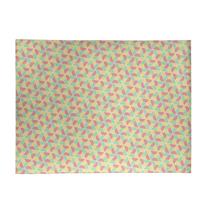 Tapis plumes/jaune/bleu clair