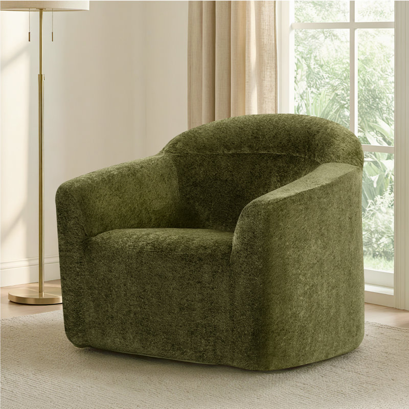36.6"W Modern Upholstered Accent Chair, Zero-Assembly, Moss Green
