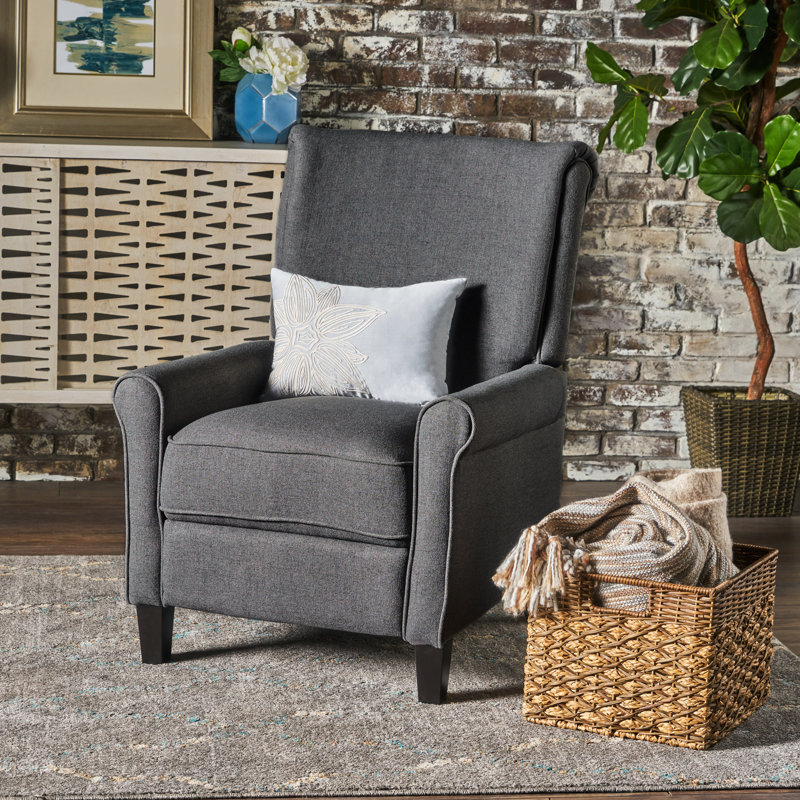 Manual Standard Recliner, Charcoal Polyester