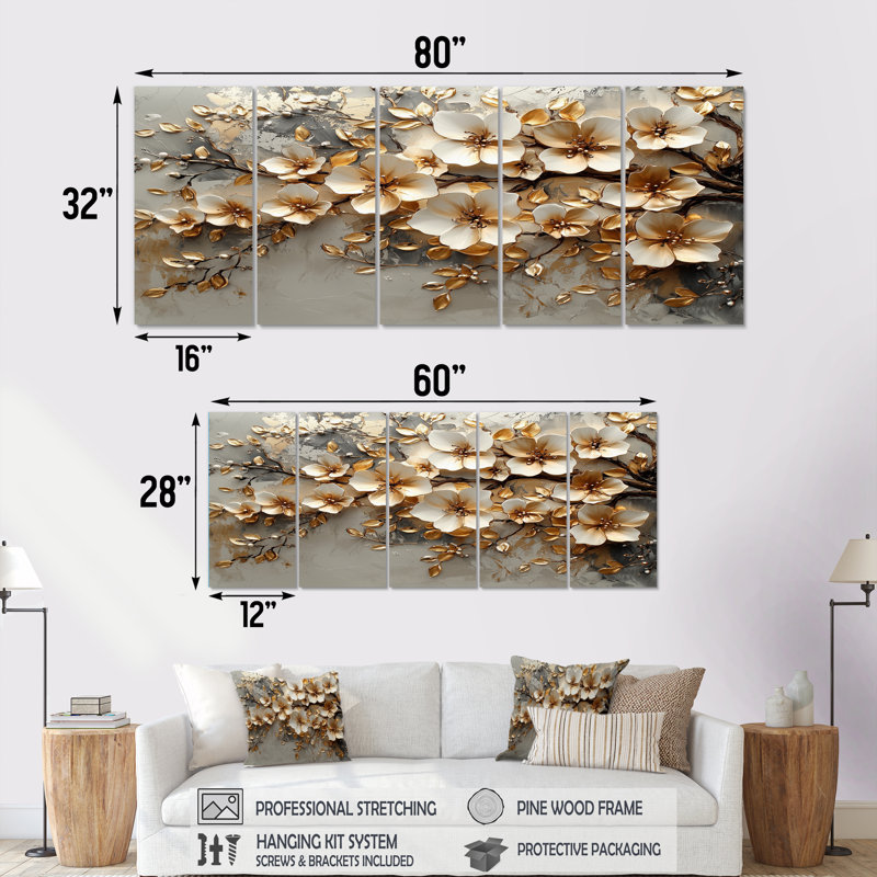 Ensemble de décorations murales fleurs de cerisier rose sur la colline I, H 28 po x l 60 po