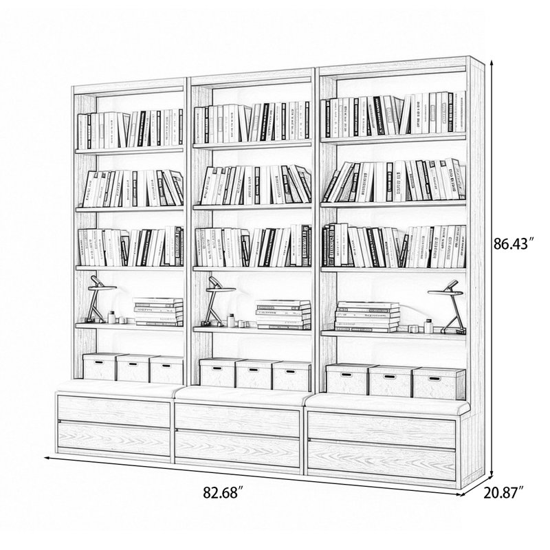 Bibliothèque standard Burlywood, 82.68"L