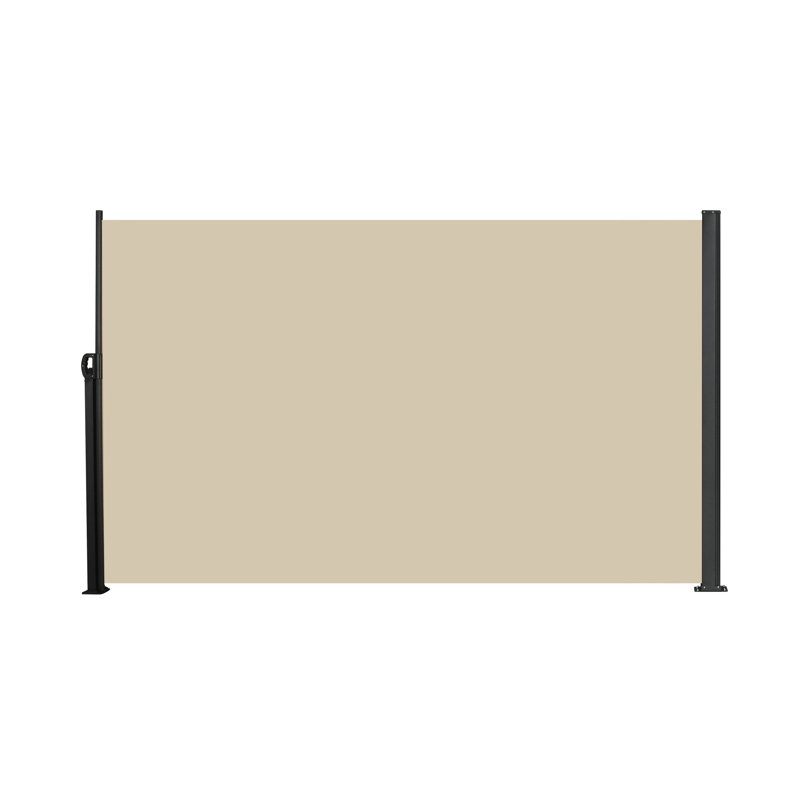 Auvent latéral imperméable et rétractable, 118 po x 71 po, beige, solution d'intimité pour les espaces extérieurs, - écran de jardin en métal rouillé, balcon, cour, et