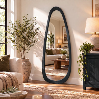 Asymmetrical Wood Framed Accent Wall Mirror