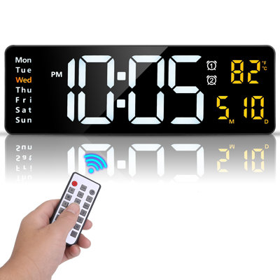 Plugin 15.7in LED Digital Wall Clock with Remote Control