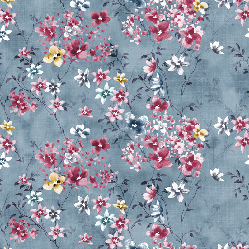 Crossman Floral Duvet Cover, Petroleum, Kingsize Duvet Cover