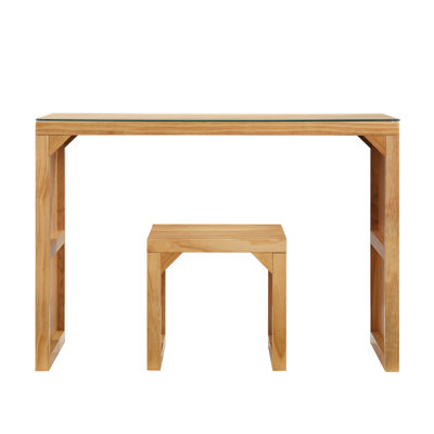 Carilla Wood 17.72" Dining Bench and Table Set