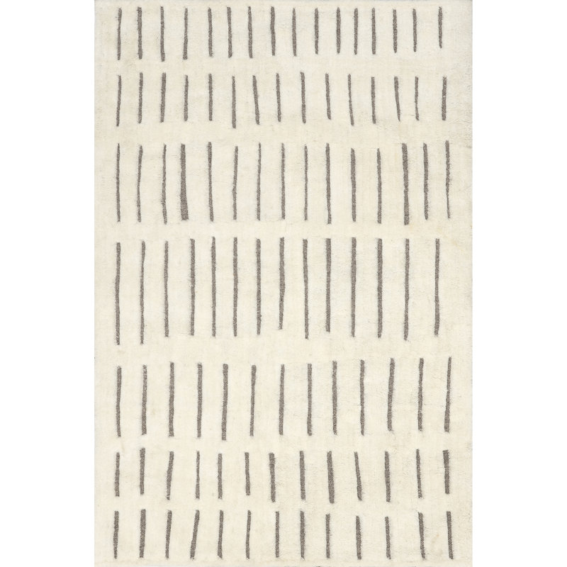 Nalini Modern Striped High-Low Wool Area Rug, Rectangle 4' x 6'