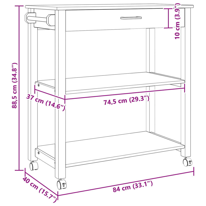 Solid Wood Bar Cart