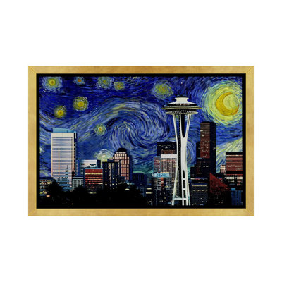 " Seattle, Washington Starry Night Skyline "
