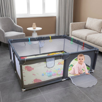 47 X 47 Inch Fabric Baby Playpen With Detachable Enclosures, Designed For Both Indoor And Outdoor Use, Provides Safe Space For Children And Pets