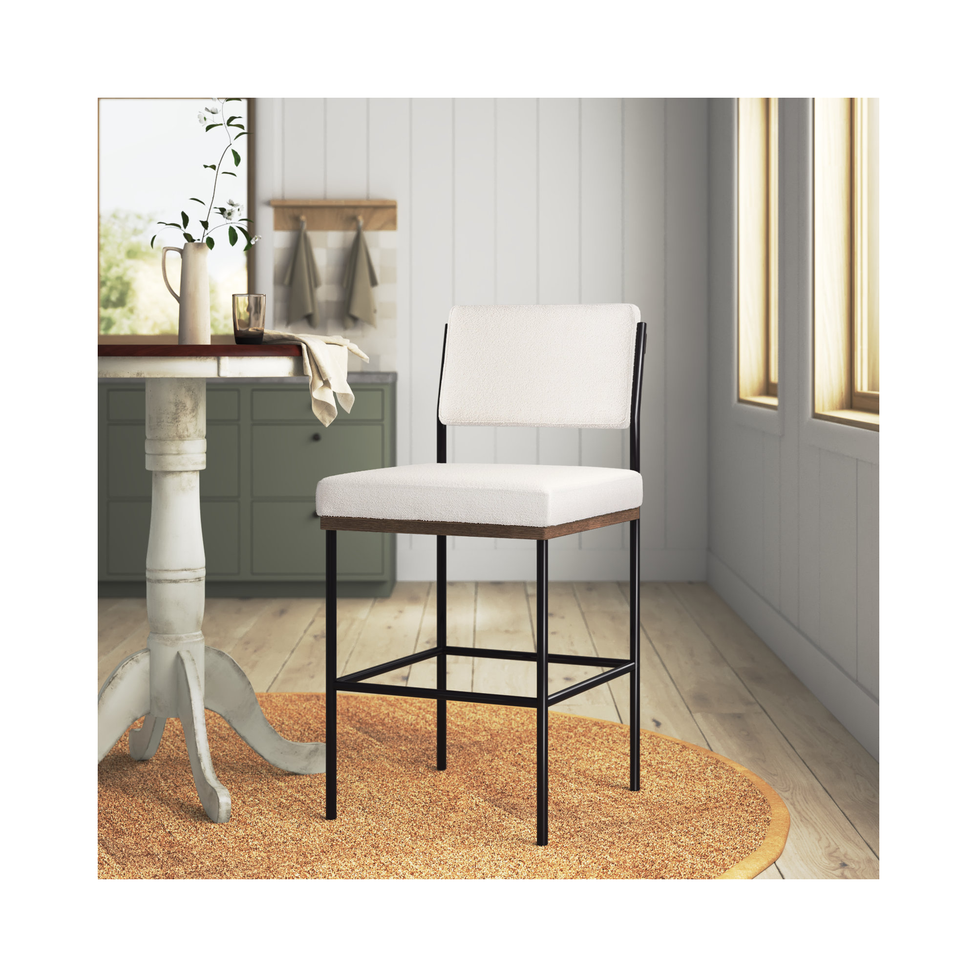 Popovich Stool, Bar Stool (30.3" Seat Height), Fayette Cloud/Polyester Blend