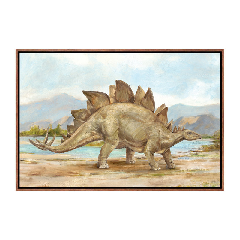 «Dinosaur Illustration I» par Ethan Harper - reproduction, Toile avec cadre en bois classique, Pas de tapis