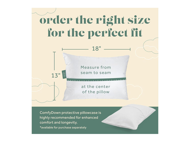 Housse de coussin en duvet d'oie, housse 100% coton égyptien pour avion et maison - Fabriquée, 12 x 16, Medium