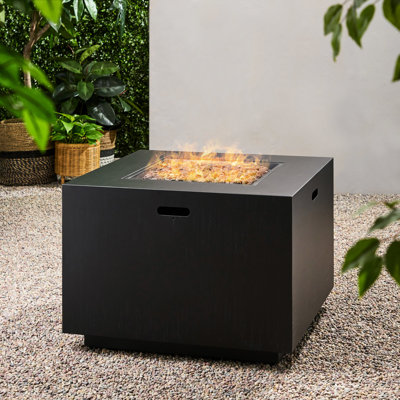 Foyer d'extérieur carré en fer 50 000, gris foncé, 33 po x 24 po, propane, aucun assemblage requis, fer, l 33 po x H 24 po