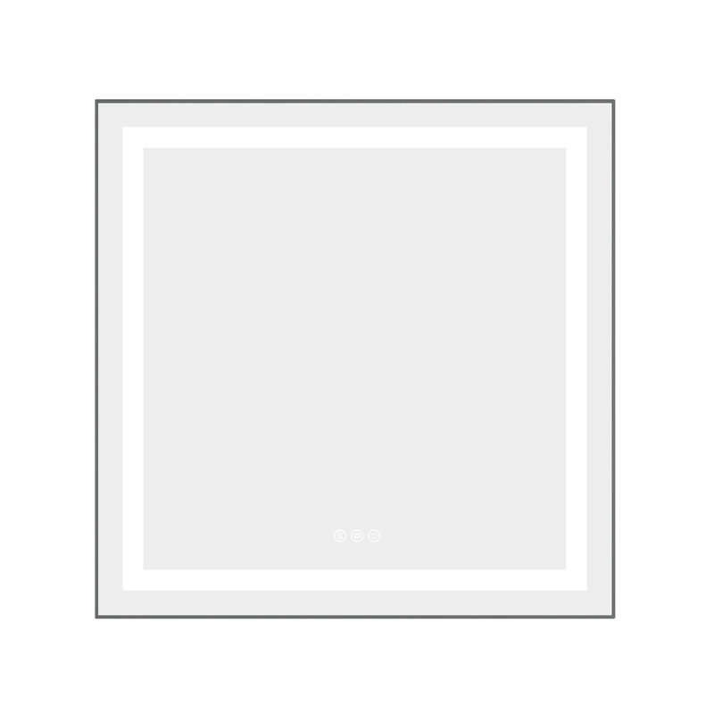 20" X 30" Wall Mounted Fog Led Mirror With 3 Colors, Aluminum Frame, Front And Backlight, Memory, Stepless Dimmable - Ash Vanity Color Temperatures,