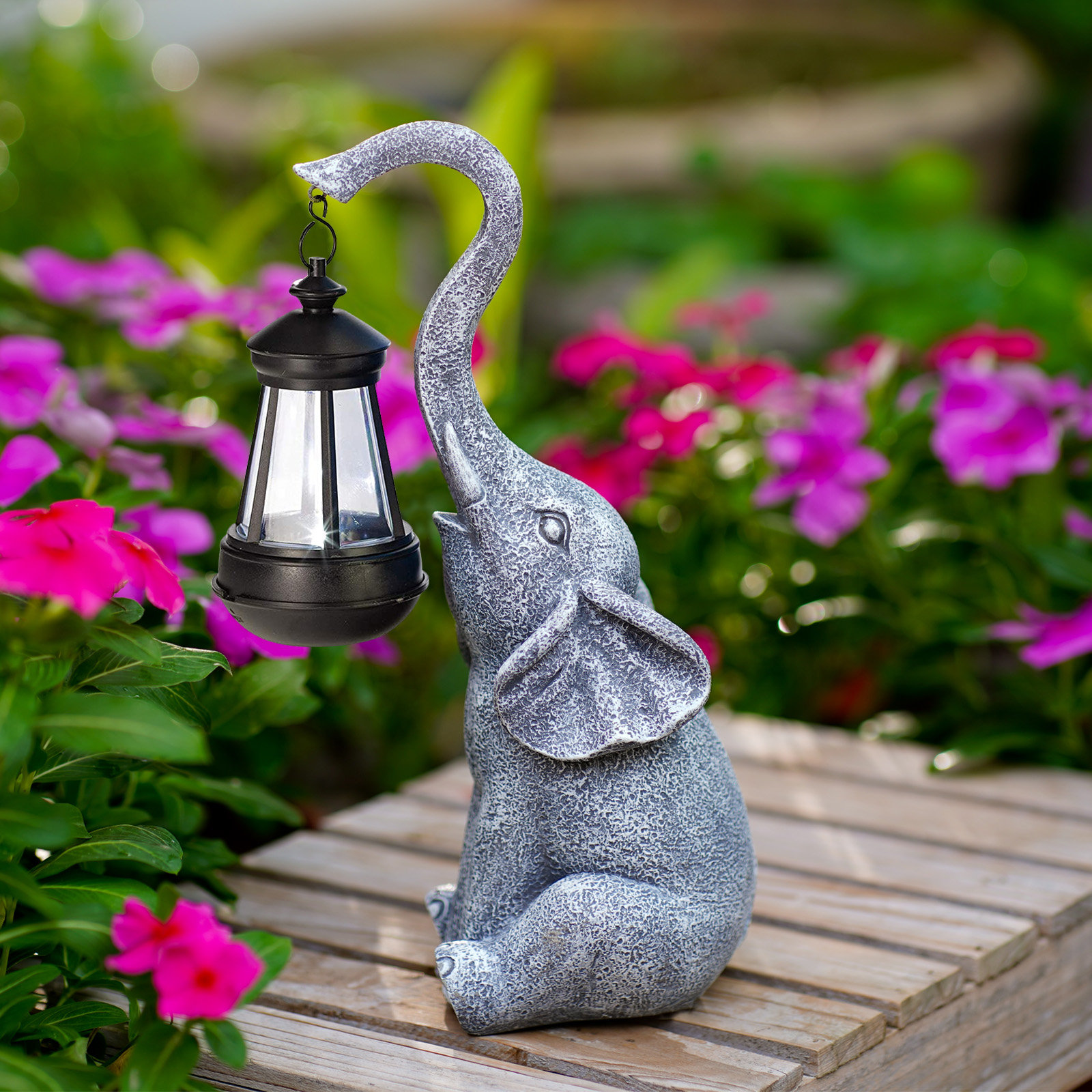 Elephant Statue for Garden Decor with Solar Outdoor Lights - Elephant Gifts  for Women Mom Wife, Garden Sculptures & Statues for Christmas Home Patio