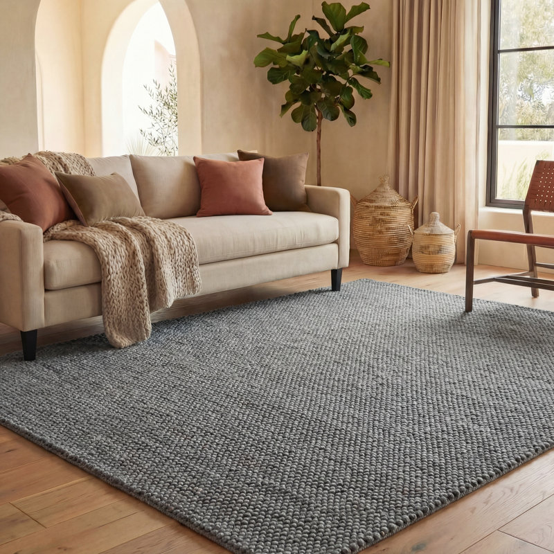 Almus Handmade Tufted Wool Dark Gray Area Rug, Runner 2'3" x 7'