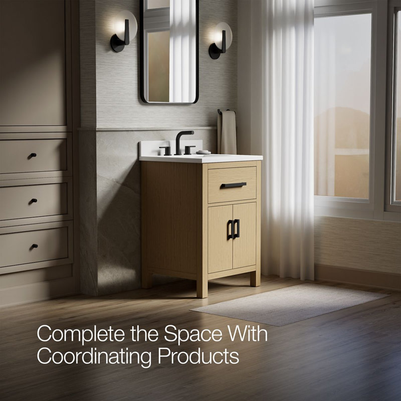 Kresla 24 In. Bathroom Vanity Cabinet With Sink And Quartz Top, Light Oak