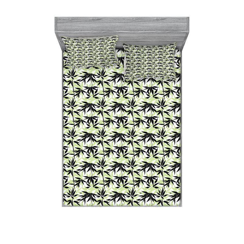 Microfiber Floral Sheet Set, Queen Sheet Set with Fitted Sheet